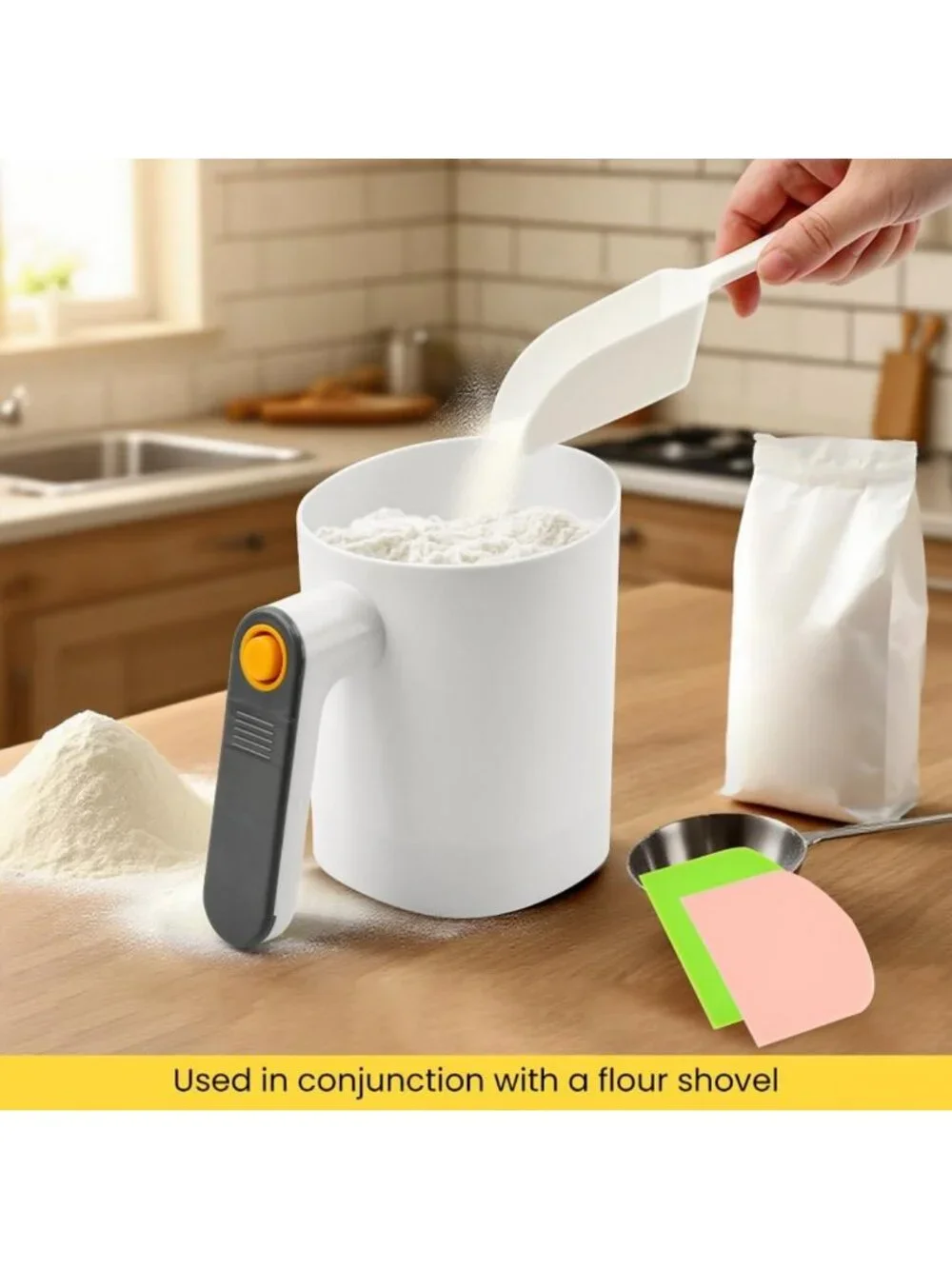 Electric Flour Sifter - Battery Operated, 4 Cup Capacity, One-Hand Operation